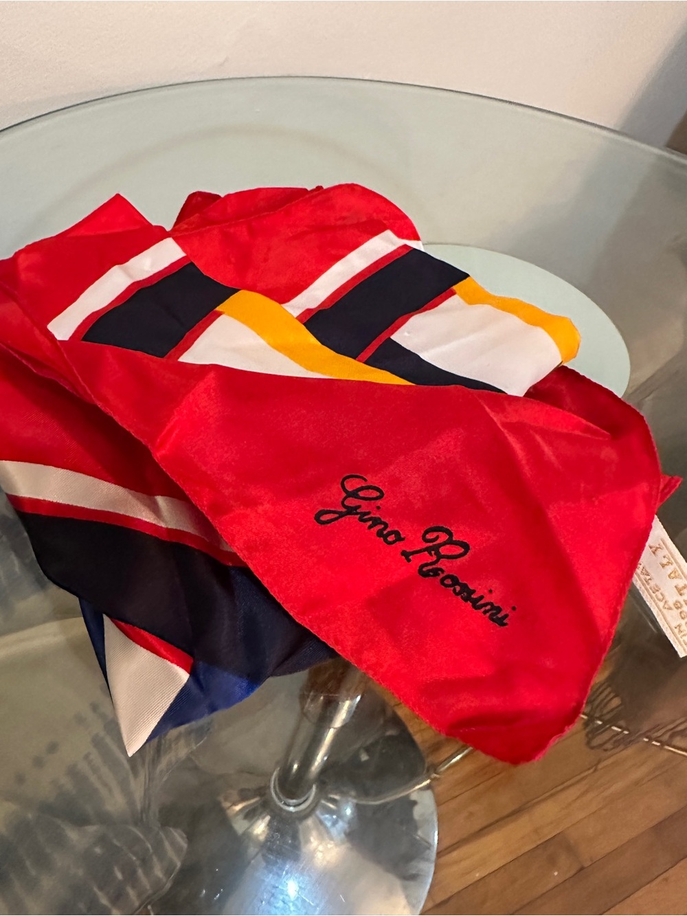 Vintage Gino Rossini satin scarf. Multicoloured
